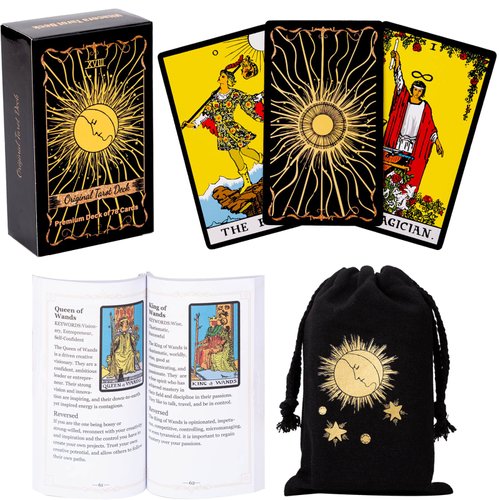 Vitacera Original Tarot Cards Deck with Guidebook & Linen Tarot Bag - Smith Classic Artwork, Traditional Standard Tarot Decks, Durable Tarot Cards Set for Beginners to Advanced