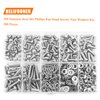 HELIFOUNER 380 Pieces M4 x 5mm /6mm /8mm /10mm /12mm /16mm /20mm, Phillips Pan Head Machine Screws, Metric Screws Bolts Washers Nuts Kit, 304 Stainless Steel