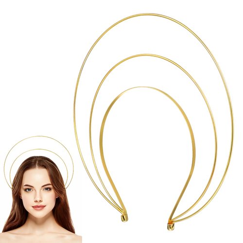 Lurrose Baroque Queen Crown Gothic Halo Crown Headband Statement Wedding Bridal Headdress for Wmen Girls Christmas Halloween Cosplay Headwear Golden