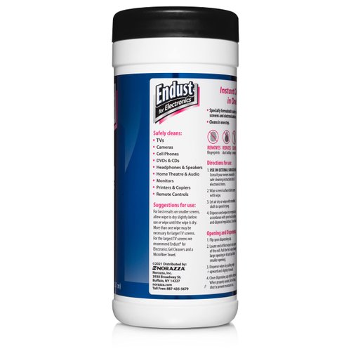 Endust for Electronics; Screen & Surface Cleaning Wipes, Great LCD and Plasma Wipes, 70 Wipes (11506)