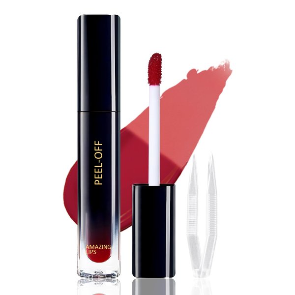 PASNOWFU Peel Off Lip Stain, Matte Liquid Lipstick, Lip Stain Peel Off, Lip Tint Long Lasting Waterproof Tattoo Magic Color Lip Liner, Non Stick Color Peel Off Mask Lip Gloss Makeup - 03