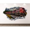 Old Train Wall Decal Art Decor 3D Locomotive Sticker Mural Kids Room Vinyl Custom Gift BL42 (50"W x 30"H)