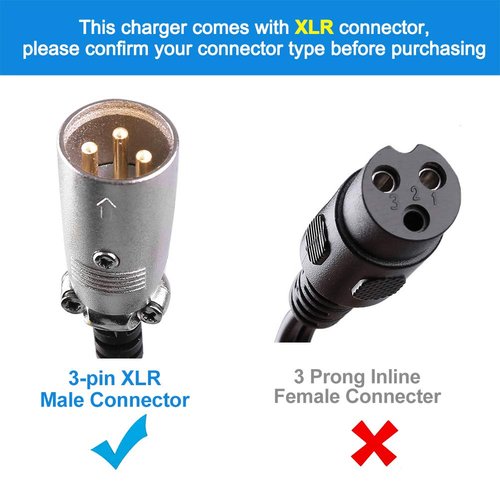 LotFancy 36V 1.5A Battery Charger for Razor MX500, MX650, GT GT750, IZIP I600, I750, I1000, Mongoose M750, X-Treme X-600, Schwinn S600 S1000 ST1000, UL Listed, 3-Pin XLR Connector