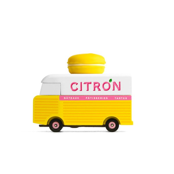Candylab Toys CANDYCAR® Wooden Food Truck Collection - Citron Macaron Van, Premium Handcrafted Beech Wood Toy Car