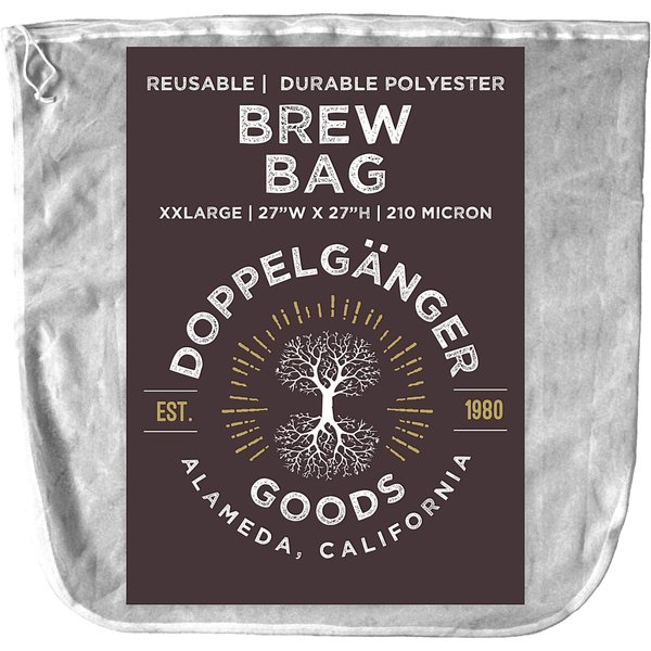 (XXL 27in x 27in) Durable Polyester Beer Brewing Brew Bag - Designed in California - Reusable Home Brewing Strainer Bag with EasyOpen Drawstring to Filter Mash, Boil and Strain Hops, Apple Cider