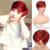Short Red Wigs for Women Layered Natural Synthetic Heat Resistant Halloween Cosplay Costume Wig with Wig Cap