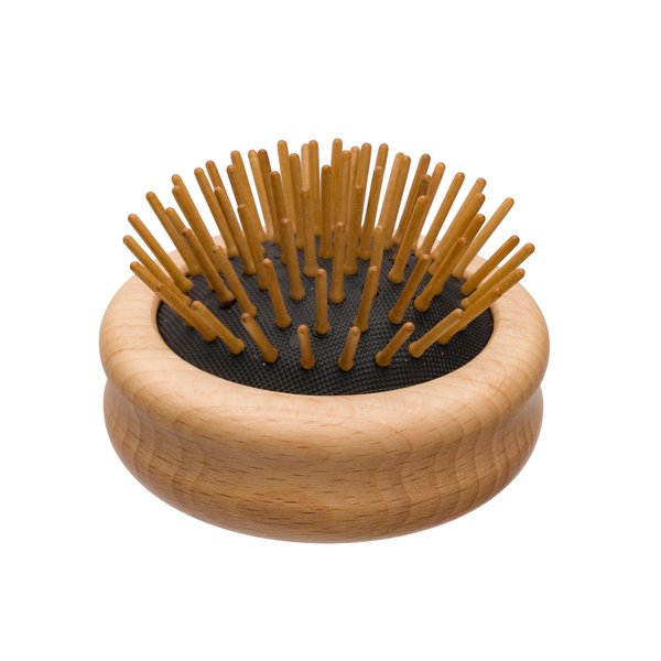 Redecker Pop-up Hairbrush, Oiled Beechwood with Straight Hornbeam Pins, Compact Brush for Purse, Pocket, and Travel, 2-3/4 Inches