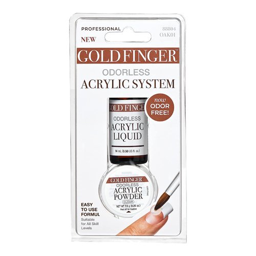 GoldFinger Odorless Acrylic Nails Kit, Professional Acrylic Liquid 0.5fl.oz. and Powder 0.25oz, Acrylic Nails Extension Kit for Beginner Made in USA