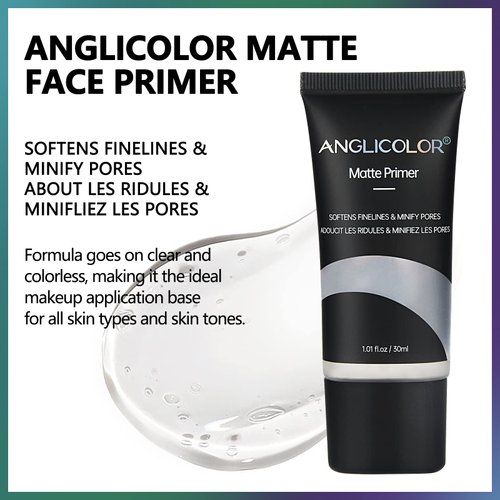 Anglicolor Matte Primer Face Foundation Primer Makeup Primer For All Skin Types,Long Lasting Hydrating Smoothing Isolated Moisturizing Oil Free Effect Make Up Base,Pore Minimizer (30ml)
