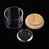 2Pcs Glass Nail Art Brush Cleaner Cup Acrylic Liquid Powder Dappen Cup Dish Nail Pen Brush Washing Cup Container Glassware with Wooden Lid & Stainless Steel Filter for Nail Art Manicure Care Tools