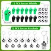 Aoriher 108 Pcs Soccer Party Favors Set Soccer Party Themed Goodie Bag Fillers Mini Soccer Balls Whistle Silicone Bracelet Tattoo Sticker Temporary Keychain for Sport Party Supplies
