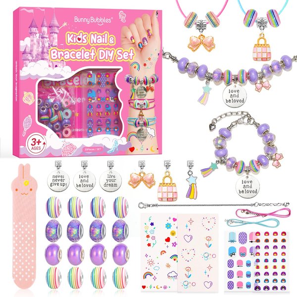 Kids Toys Bracelet Making Kit, Kid Make Up Kits for Kid Age 4-12 Jewelry Beads Toy Set, Preschool Toddler Girls Makeup Charms Set, Arts and Crafts for 4 5 6 7 8 9 10 11 12 Years Old Girl Birthday Gift