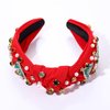 Christmas Headband for Women Holiday Christmas Accessories Beaded Xmas Bow Tree Snowflake HOHOHO Knotted Headband Red Green Crystal Pearl Top Knot Headband Festive Holiday Gifts (Xmas Tree 3)