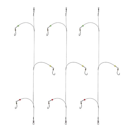 Dyxssm Fishing Hooks with Leader Rigging, Fishing Hook Line Stainless Steel Fishing Rigs Wire and Rig Hooks (1/0#, Style-B: 3 Hooks rig)