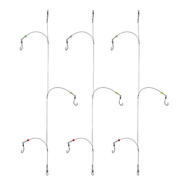 Dyxssm Fishing Hooks with Leader Rigging, Fishing Hook Line Stainless Steel Fishing Rigs Wire and Rig Hooks (1/0#, Style-B: 3 Hooks rig)