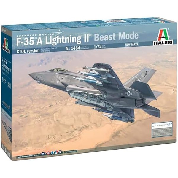 Italeri 1464 F-35A Lightning II CTOL Version(Beast Mode), 1:72 Scale, Model Kit, Plastic Model Kit, Model Making, IT1464