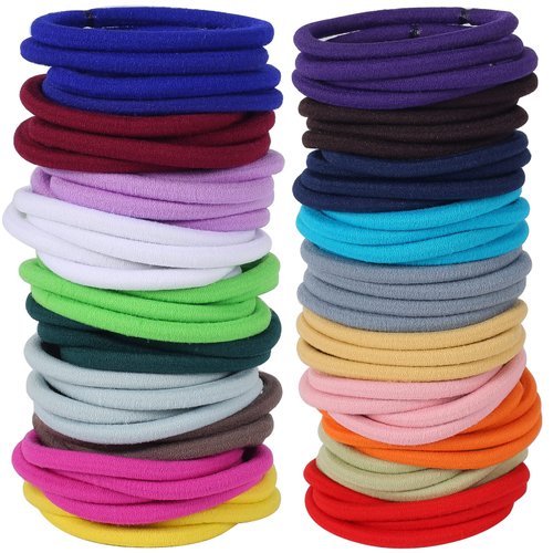 80PCS Hair Elastics Hair Ties, 6MM Colorful Ponytail Holders Hair Bands, 2 Inch in Diameter Elastic Band for Medium to Thick Hair, Curly Hair, Women or Men, 20 Colors (6mm Multicolor）