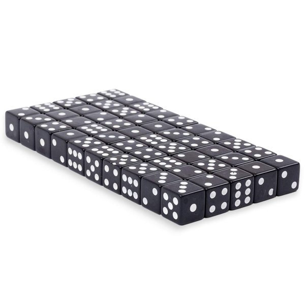 Regal Games - 6-Sided Urea Game Dice Set - Standard 16mm Size - 50 Count - Black - Perfect for Group Events, Bulk Buying