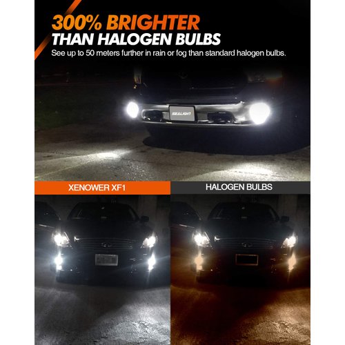 SEALIGHT H10 9145 9140 LED Fog Light Bulbs or DRL, 400% Super Brighter, 6500K Cool White, 6000 Lumens Per Pair, Fog Lights Led DRL Bulbs Replacement for Cars, Plug and Play, IP67 Design