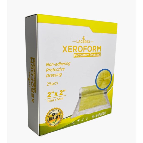 AWD Medical Xeroform Petrolatum Dressing - Non-Adhering Gauze Pad - Fine Mesh Gauze Patch Sterile - Healthcare Supplies for Wound Care, Burns, Lacerations, & Skin Grafts Aide (Box of 25) (2"x2")