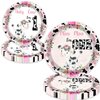 80 Pcs Holy Cow I'm One Girls Birthday Decorations Moo Moo I'm One Paper Dinner Plates Napkins Forks Dinnerware for Farm Animals Cow Themed Girls Baby Shower 1st Bday Party Supplies