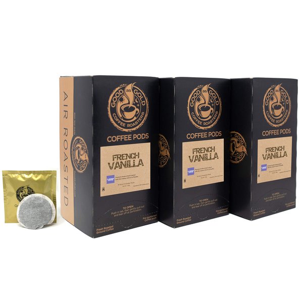 FRENCH VANILLA COFFEE PODS - Good As Gold Coffee - (3 Pack Special = 18 Pods)
