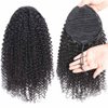 Short Curly Human Hair Ponytail Extension Wrap Drawstring Ponytails for Black Women Remy Human Hair Extensions Small Curly Ponytail with 2 Clips Natural Black (12 Inch)