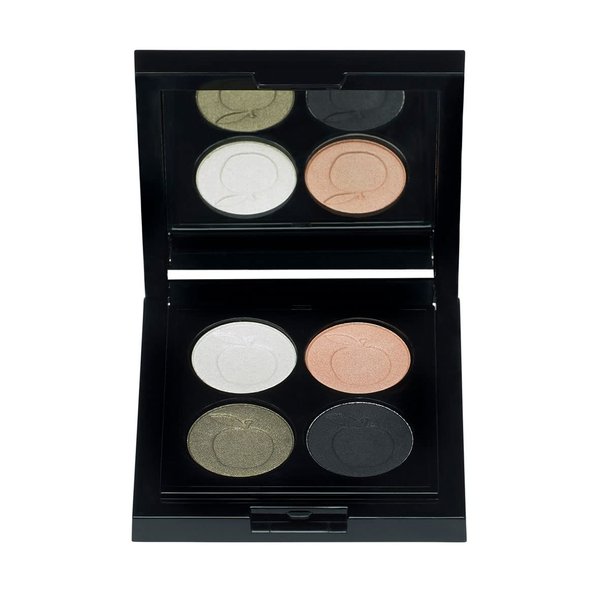 IDUN Minerals Eyeshadow Palette - 4-Pan Selection Of Color-Rich Shades - Designed To Enhance All Skin Tones, Featuring A Built-In Mirror - Vitsippa - 4 x 0.03 oz, Green Black White Pink, (I0100287)