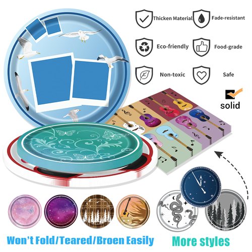 Music Themed Birthday Party Supplies 75Pcs Birthday Party Decorations Tableware Including Paper Plates Napkins for Girls Fans Birthday Party 25 Guests