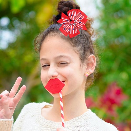 4th of July Bow Hair Clips American Flag Hair Bows Alligator Grosgrain Ribbon Hair Pins Star Red White Patriotic Hair Access for Women Girl Holiday Memorial Day Hair Barrettes 2PCS