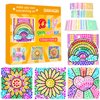 HAPMARS 4 pcs Window Art Suncatcher Kits for Kids Crafts Ages 6-8, Fun Arts and Crafts for Girls Ages 8-12, Creative Activity DIY Toys, Birthday Gifts for 7 Year Old Girl(Rainbow)
