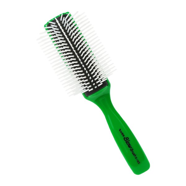 VESS Blow and Styling Hair Brush, Wide 9 Row Round Type- Light weight -Made in Japan-C-150 (Green)
