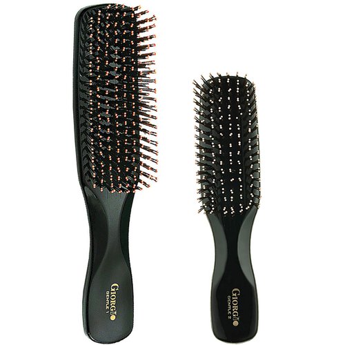 Giorgio GIO1-2BLK Black Set of 2 Gentle Touch Detangler Hair Brush for Men Women and Kids. Soft Bristles for Sensitive Scalp. Wet and Dry for all Hair Types. Scalp Massager Brush Stimulate Hair Growth