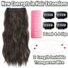 Amchoice Halo Hair Extensions 20 Inch Invisible Wire Secret Hairpieces with Adjustable Size Transparent Headband 4 Secure Clips Long Curly Wavy Hair Extensions(20 Inch, Brown with Highlighters)