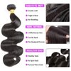 Bundles with Closure Human Hair Body Wave 12 14 16+10 Inch 100% Unprocessed Brazilian Virgin Human Hair 3 Bundles with Closure Human Hair Extensions with 4x4 Free Part Lace Closure Natural Black