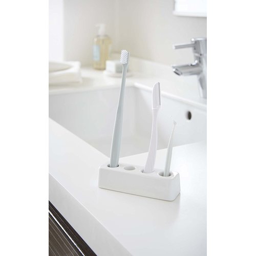 YAMAZAKI home 2612 Yamazaki Home Toothbrush Stand-Holder & Organizer for Bathroom, One Size, White