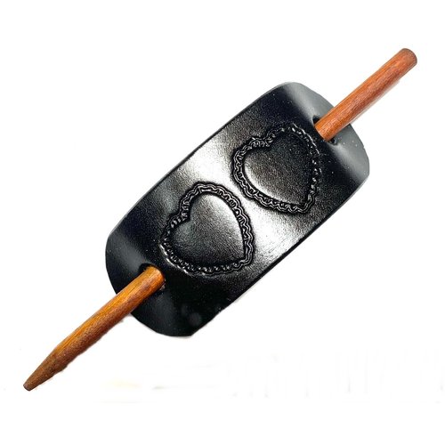 THIN HAIR LEATHER PONYTAIL BARRETTE, PONYTAIL BARRETTE FOR THIN HAIR, HAIR CLIP, SLIDE, WRAP, PONYTAIL HOLDERS, HAIR TIE, HANDMADE, HANDCRAFTED, HAND TOOLED, HAIR BARRETTE, HOLDER, BT 2407