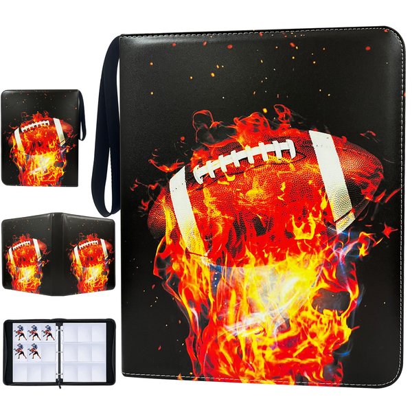 Football Card Binder with Sleeves 900 Pockets, Card Binder 9 Pockets, Collectible Football Card Albums, Trading Holder Card Binder for Sports Cards, Portable Card Binder with 50 Removable Sleeves