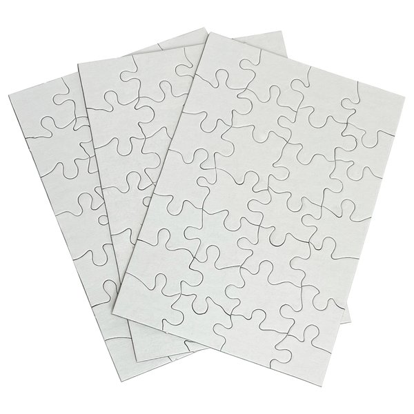INOVART Puzzle-It 28-Piece Blank Puzzle, 24 Puzzles Per Package, 5-1/2" x 8", White