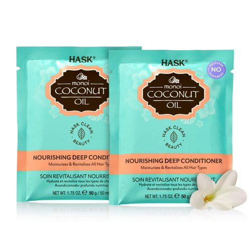 HASK COCONUT OIL Nourishing Deep Conditioner Treatments for all hair types, color safe, gluten free, sulfate free, paraben free - Pack of 2