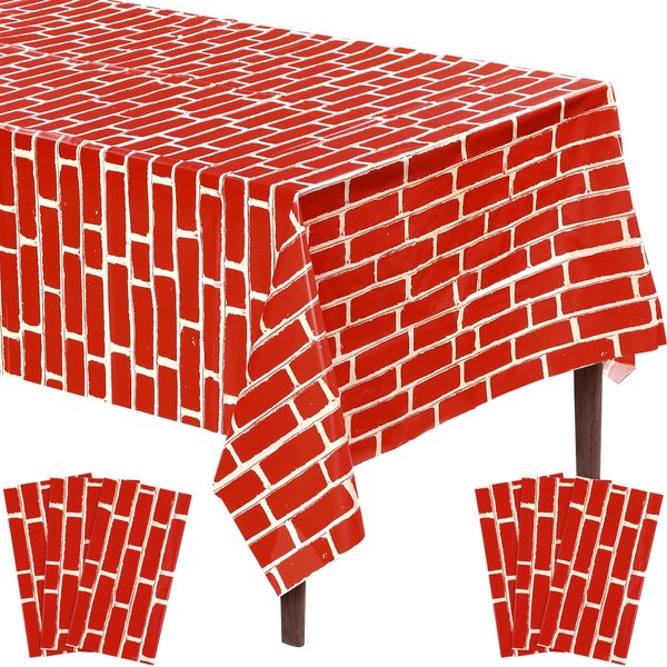 Chumia 6 Pcs Red Brick Tablecloths Stone Wall Backdrop Brick Sheet Wall Decoration Brick Table Cover Brick Wallpaper for Christmas Party Fireplaces Chimneys Photography Supplies 54 x 108 Inches