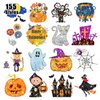 Partywind Glitter Temporary Tattoos for Kids Halloween Party Supplies, 155 Styles Halloween Tricks Games for Trick or Treat Party, Halloween Goodie Bag Stuffers Fillers Toys for Children (15 Sheets)