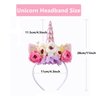 Nishine Girls Glitter Unicorn Horn Headband Camellia Pony Head Band Flower Hair Band Tiara for Party Birthday Gift (Pink)