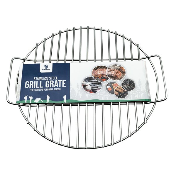 Diliboz Campfire Grill Grate, Grill Grate 10” Stainless Steel, Campfire Grill for Folding Tripod, Designed for Campfire Cooking, Camping Grill Grate for Open Fire Cooking, Backpacking, Camping, Hiking