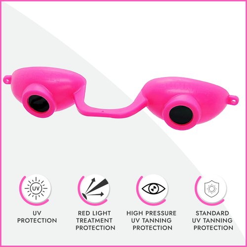 Super Sunnies Evo Flex Soft Tanning Bed Goggles for UV Eye Protection Use In Sun Tan Bed Or Booth (2 Pair, Pink), FDA Compliant