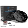 SparkPod Shower Head - High Pressure Rain - Premium Quality Luxury Design - 1-Min Install - Easy Clean Adjustable Replacement for Your Bathroom Shower Heads (Midnight Black Matte, 6 Inch Round)
