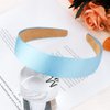 Atoden Satin Headbands for Women Girls Light Blue Headband 1.18 Inch Wide Thin Hard Headbands Non Slip Ribbon Hair Bands Plain Headbands for Crafts DIY Costume Holiday Christmas Gifts