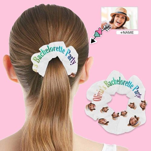 YesCustom Custom Face&Name Hair Scrunchie Customized Hair Rope Personalized