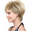 CINHOO Short Blonde Wigs for White Women Synthetic Pixie Cut Wig with Bangs,Short Hair Wigs for Women with Blonde Highlight Tousled Waves/Blended and Rooted Shades(Shades of Blonde, Silver and Brown)