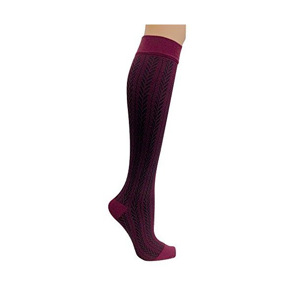 Actifi Women's 15-20 mmHg Compression Socks - Travel, Medical, Nurses, Herringbone Pattern